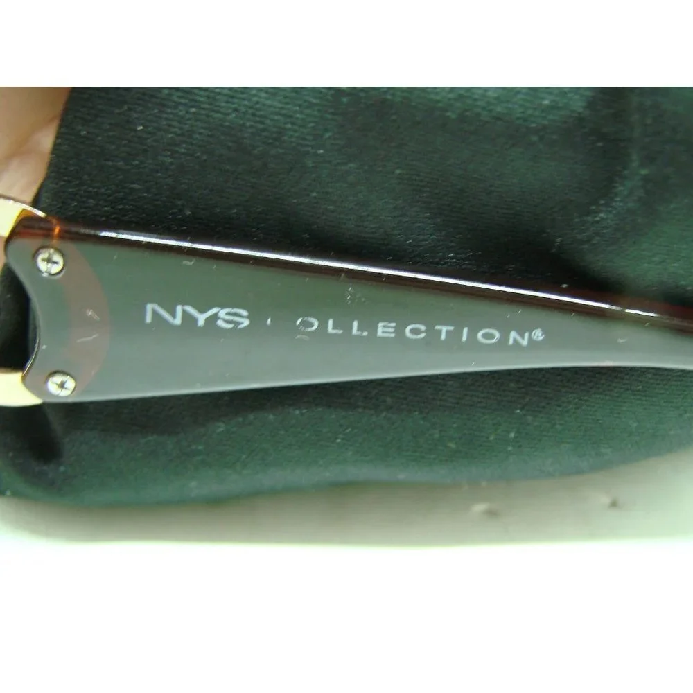NYS Collection Womens Sunglasses Gold Circle Bling Square Gradient Bronze Lens